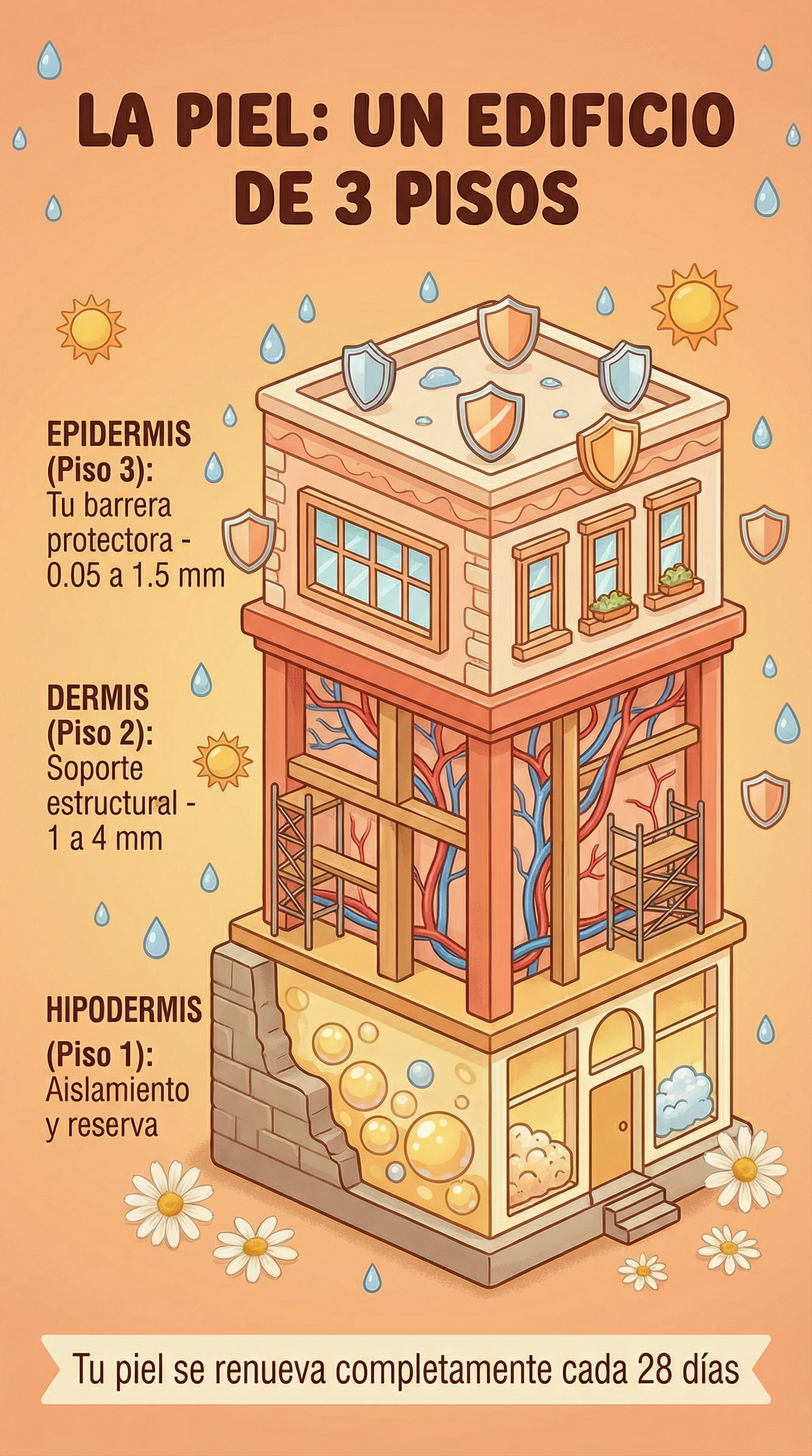 Capas de la piel - anatomía dermatológica